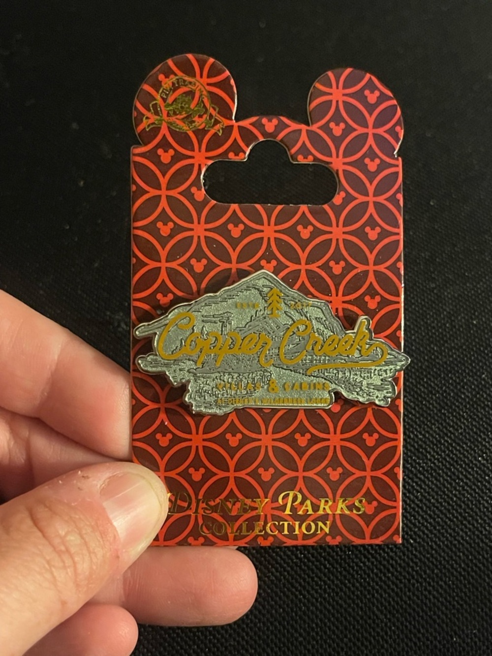 Disney Copper Creek Silver and Gold Pin on Red Backer